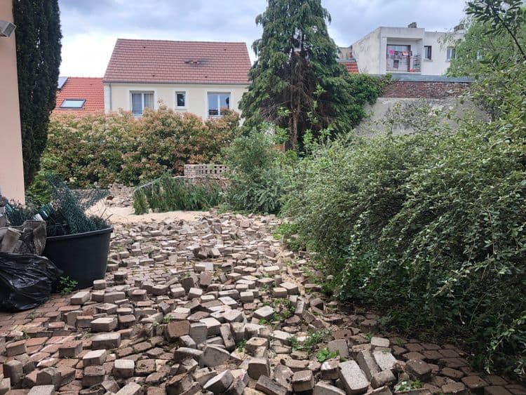 Terrasse pavés retournés